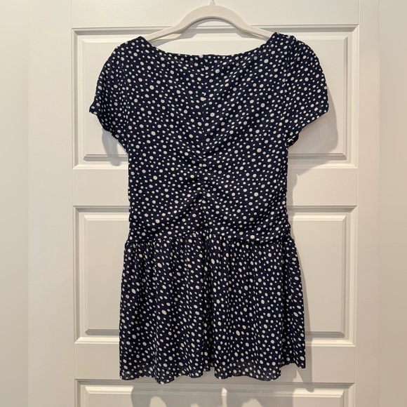 Anthropologie M Navy/Cream Polka Dot Blouse - Picture 4 of 6